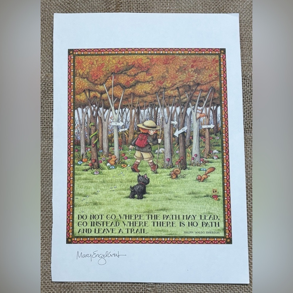 Mary Engelbreit Illustration Print Child Explorer Hiking Magazine Pull Out